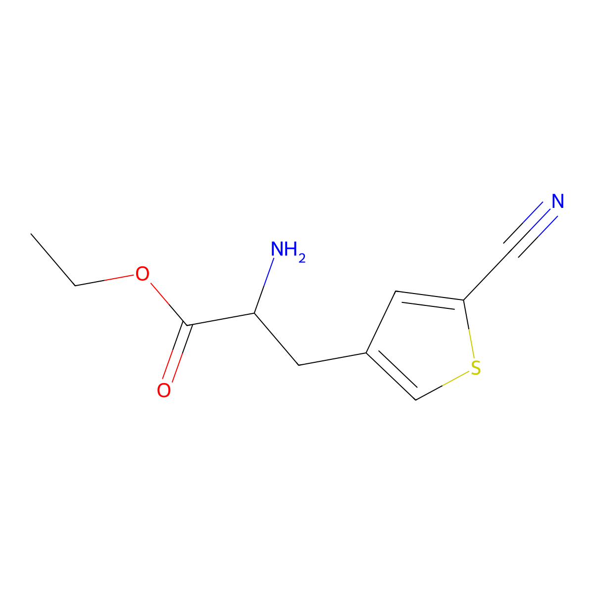 Ethyl 2-amino-3-(5-cyanothiophen-3-yl)propanoate molecular structure, CAS 2386759-24-4