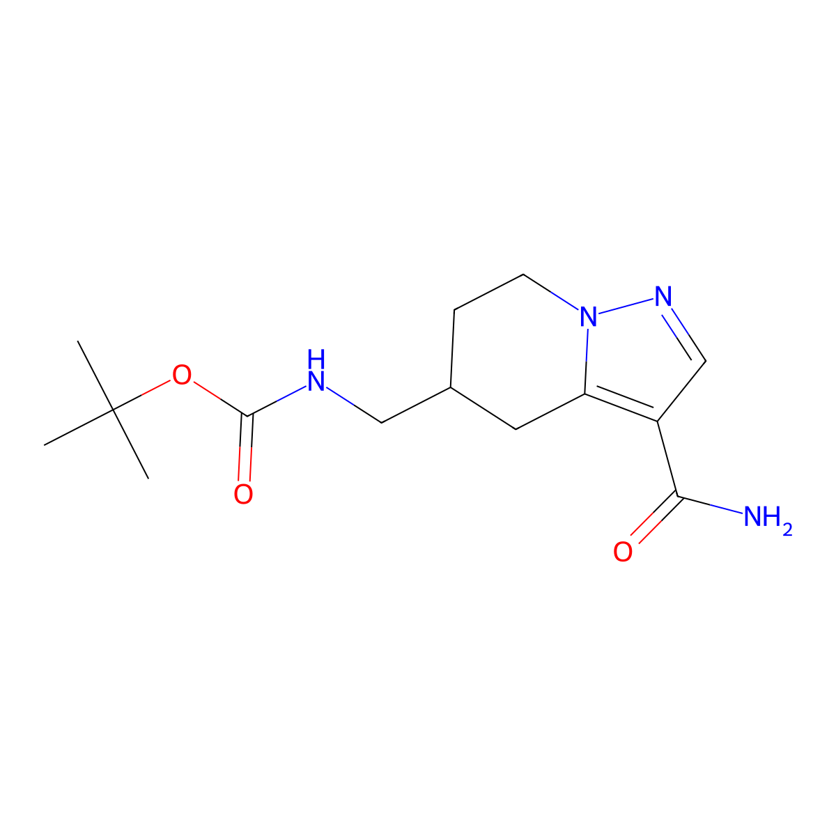 tert-butyl N-({3-carbamoyl-4H,5H,6H,7H-pyrazolo[1,5-a]pyridin-5-yl}methyl)carbamate molecular structure, CAS 2386762-67-8