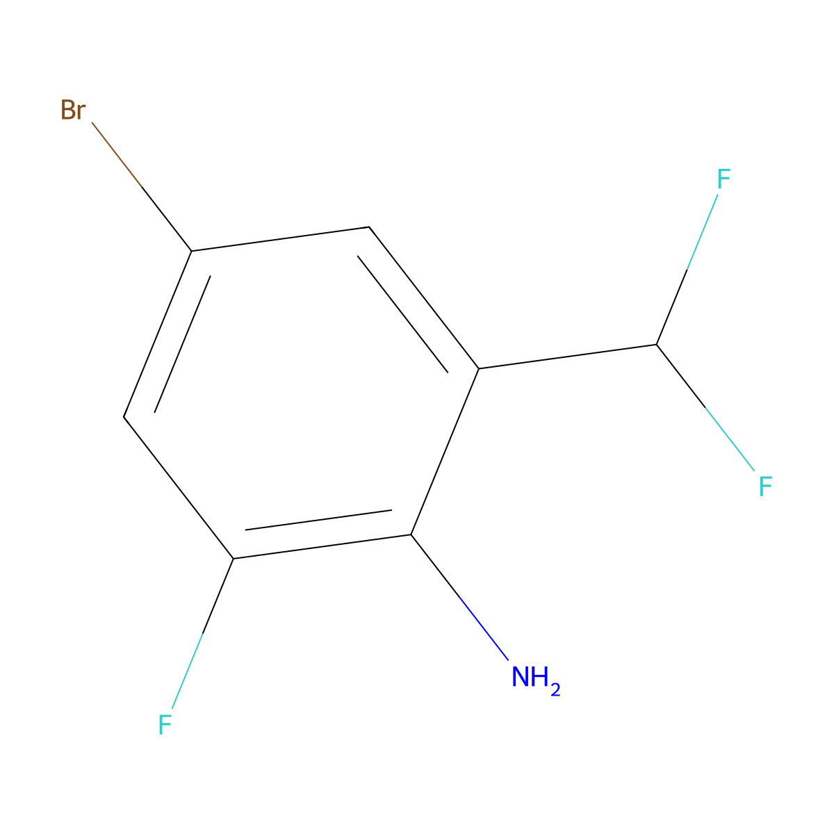 4-Bromo-2-(difluoromethyl)-6-fluoro-aniline molecular structure, CAS 2386763-66-0