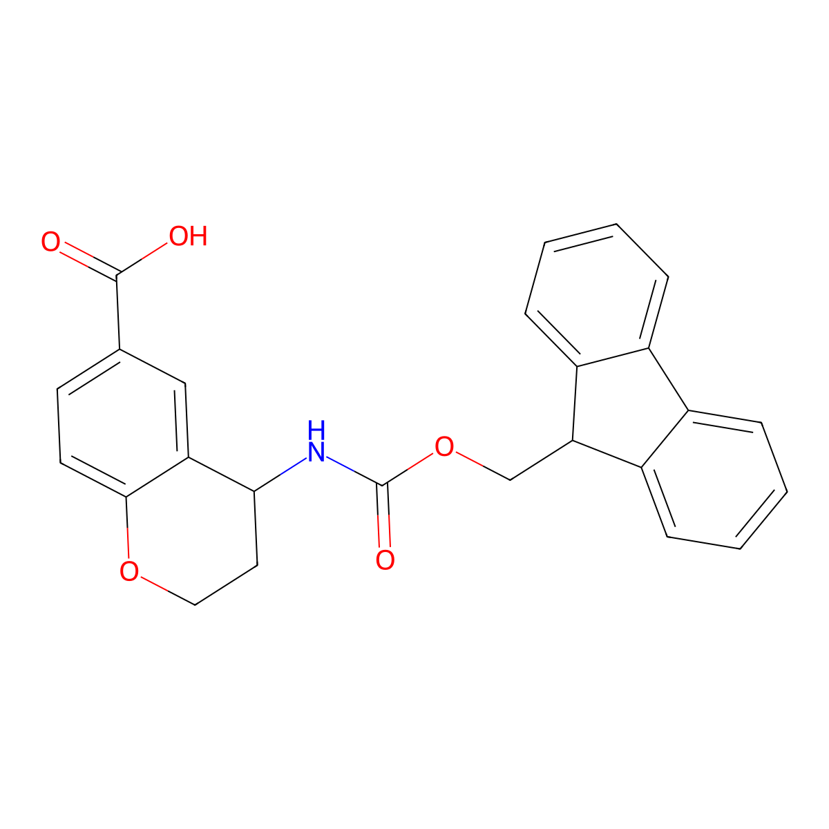 4-({[(9H-fluoren-9-yl)methoxy]carbonyl}amino)-3,4-dihydro-2H-1-benzopyran-6-carboxylic acid molecular structure, CAS 2386772-09-2
