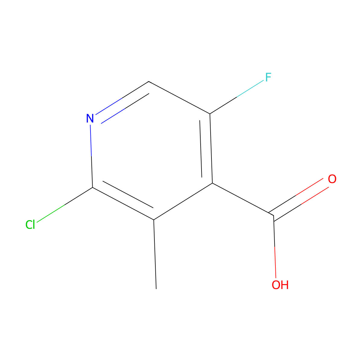 2-Chloro-5-fluoro-3-methylpyridine-4-carboxylic acid molecular structure, CAS 2386774-32-7