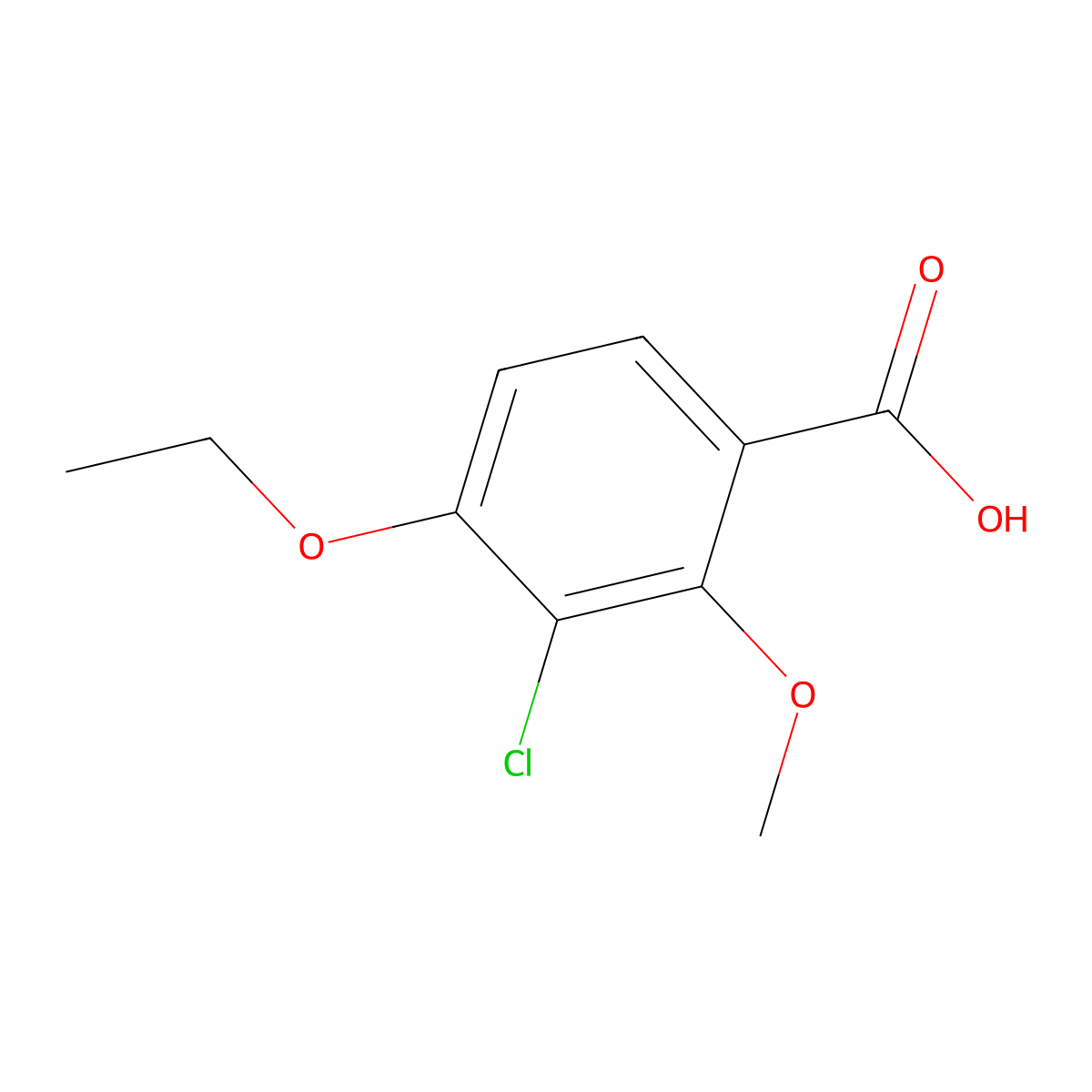 3-Chloro-4-ethoxy-2-methoxybenzoic acid molecular structure, CAS 2386780-97-6