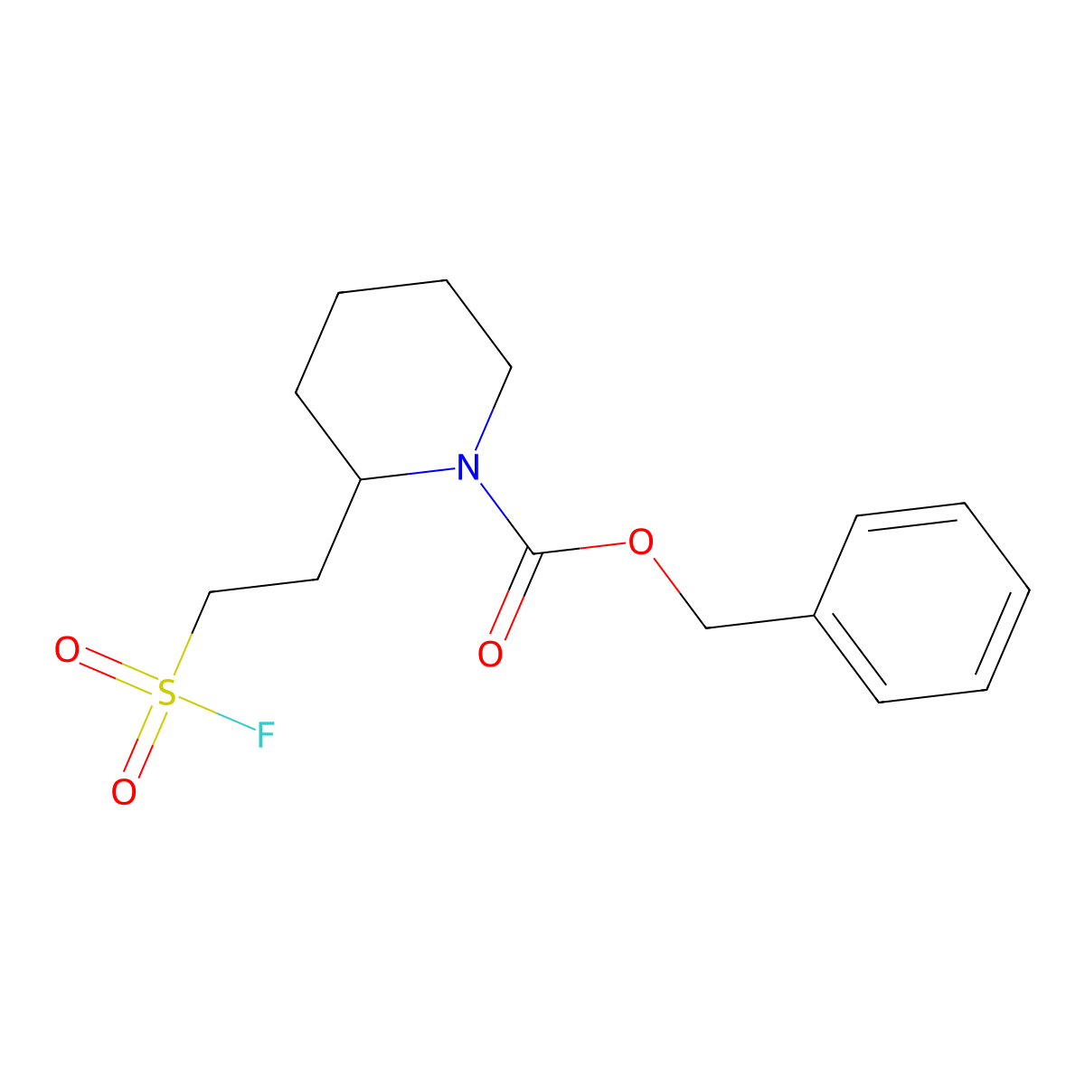 Benzyl 2-[2-(fluorosulfonyl)ethyl]piperidine-1-carboxylate molecular structure, CAS 2386788-47-0