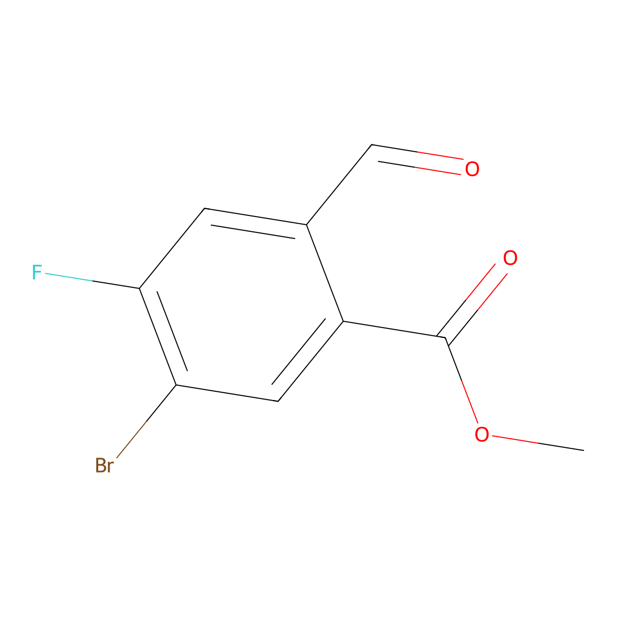Methyl 5-bromo-4-fluoro-2-formylbenzoate molecular structure, CAS 2386789-12-2
