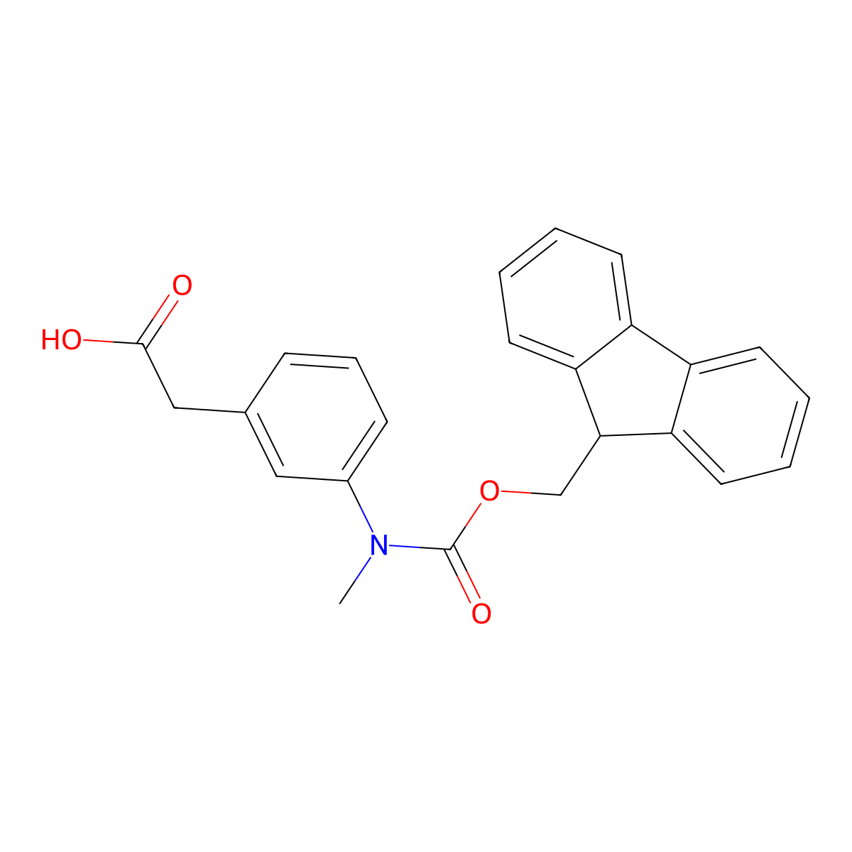 2-[3-({[(9H-fluoren-9-yl)methoxy]carbonyl}(methyl)amino)phenyl]acetic acid molecular structure, CAS 2386792-95-4
