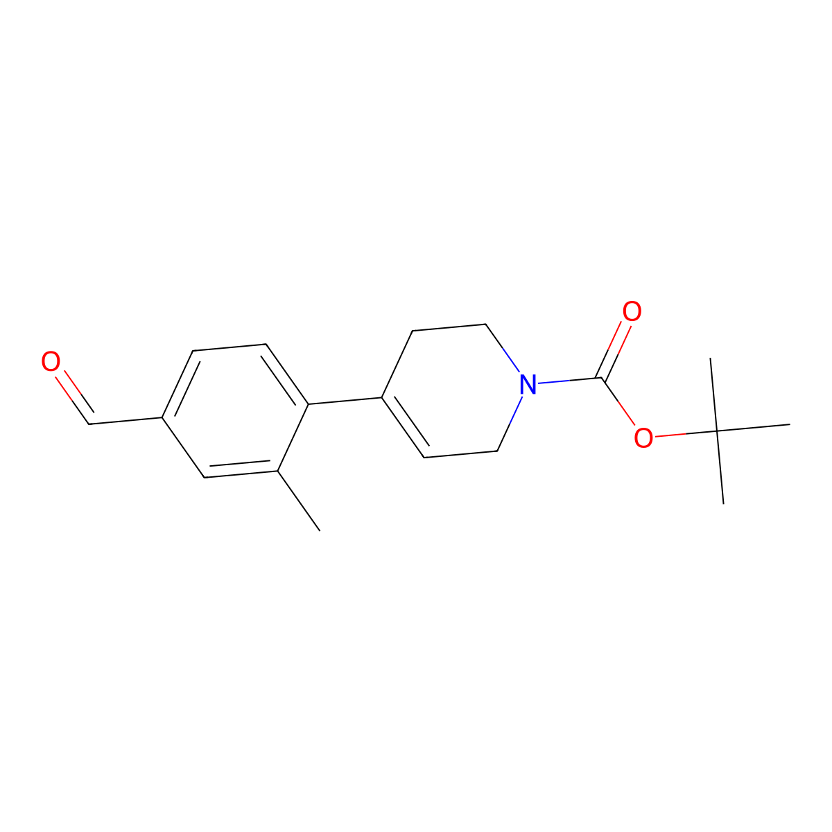tert-butyl 4-(4-formyl-2-methylphenyl)-3,6-dihydropyridine-1(2H)-carboxylate molecular structure, CAS 2386801-75-6