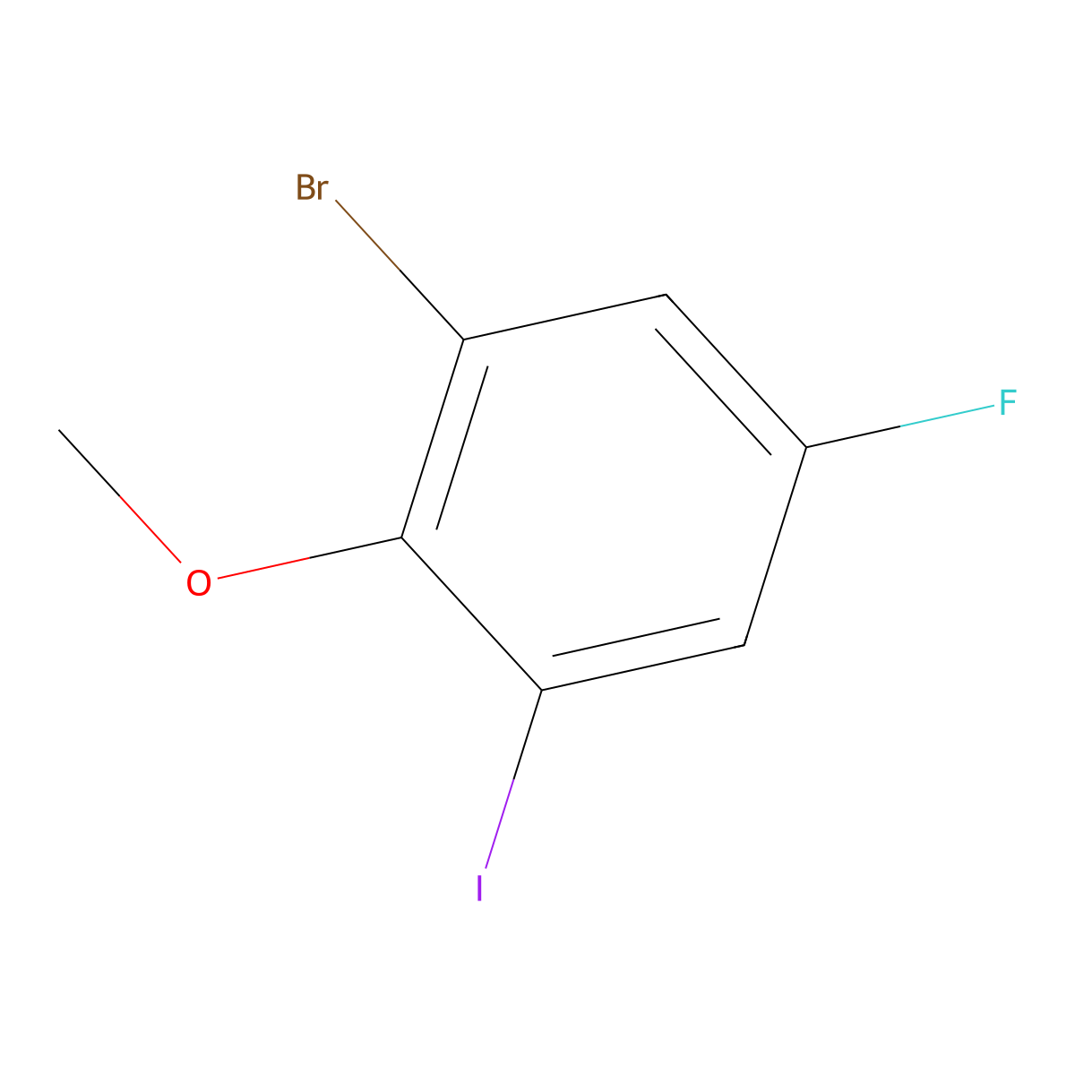 1-Bromo-5-fluoro-3-iodo-2-methoxybenzene molecular structure, CAS 2386803-82-1