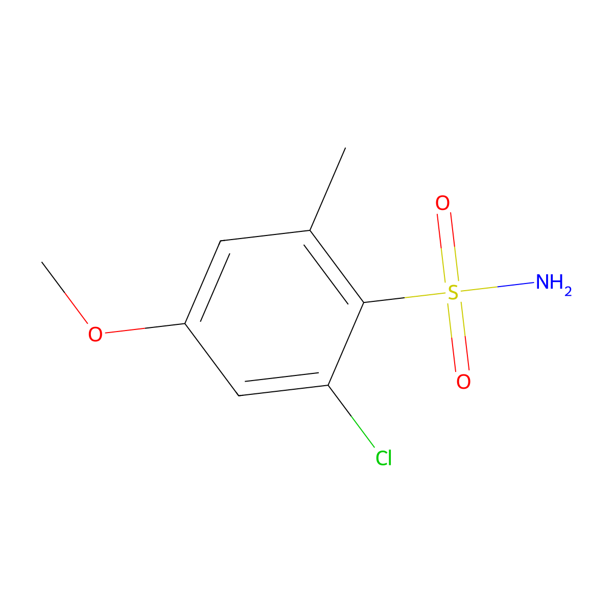 2-Chloro-4-methoxy-6-methylbenzene-1-sulfonamide molecular structure, CAS 2386803-98-9
