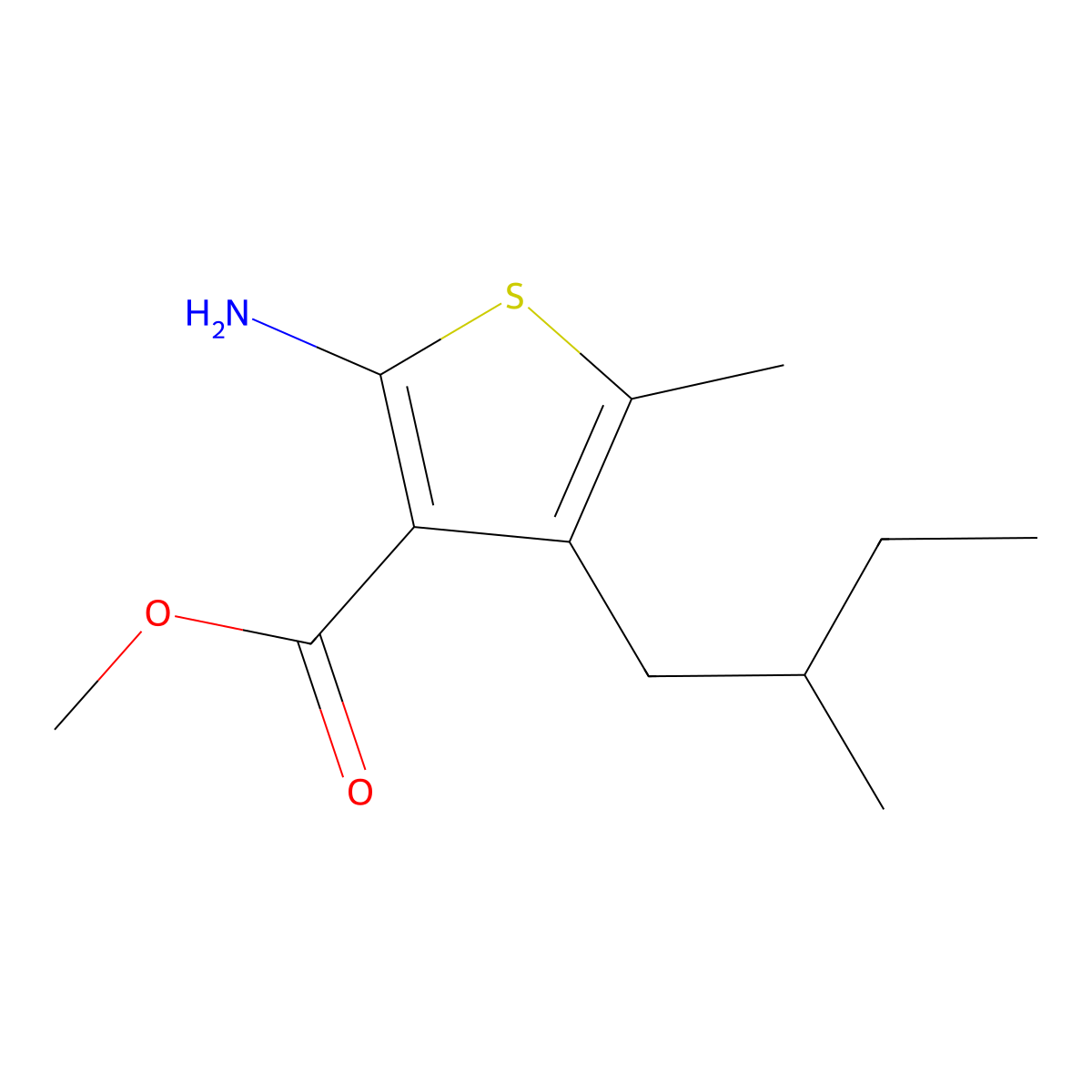 Methyl 2-amino-5-methyl-4-(2-methylbutyl)thiophene-3-carboxylate molecular structure, CAS 2386805-73-6