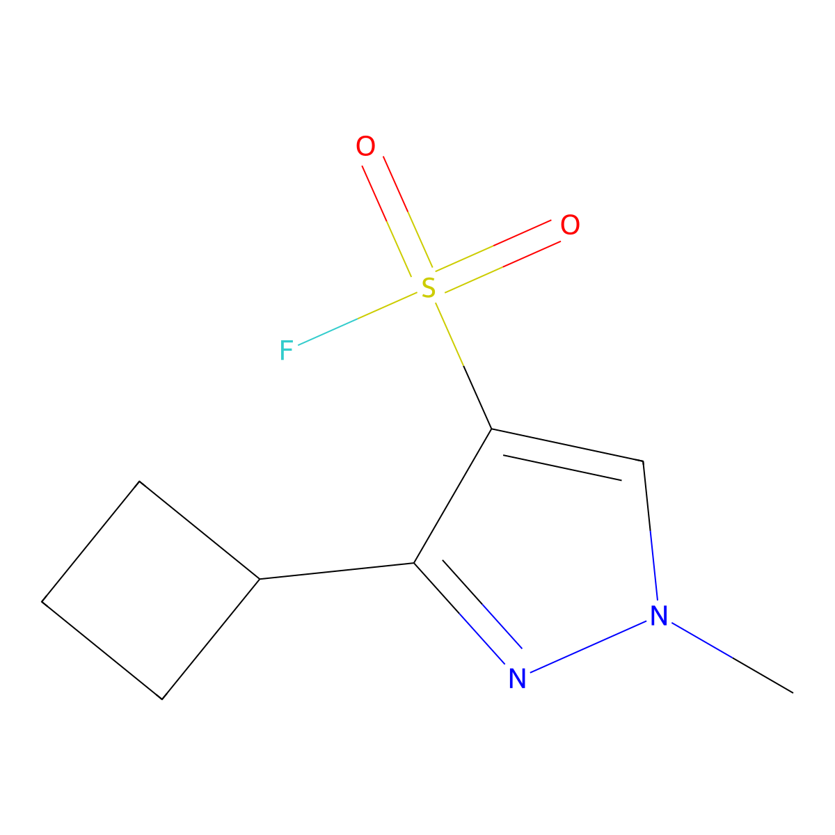 3-cyclobutyl-1-methyl-1H-pyrazole-4-sulfonyl fluoride molecular structure, CAS 2386817-67-8