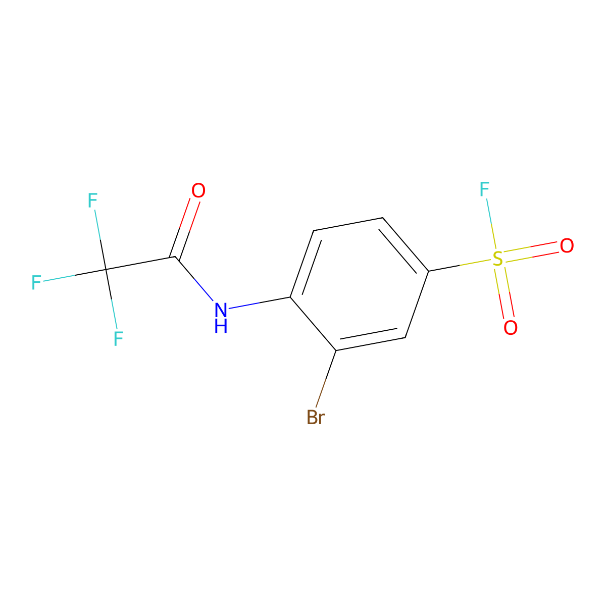 3-Bromo-4-(trifluoroacetamido)benzene-1-sulfonyl fluoride molecular structure, CAS 2386817-81-6