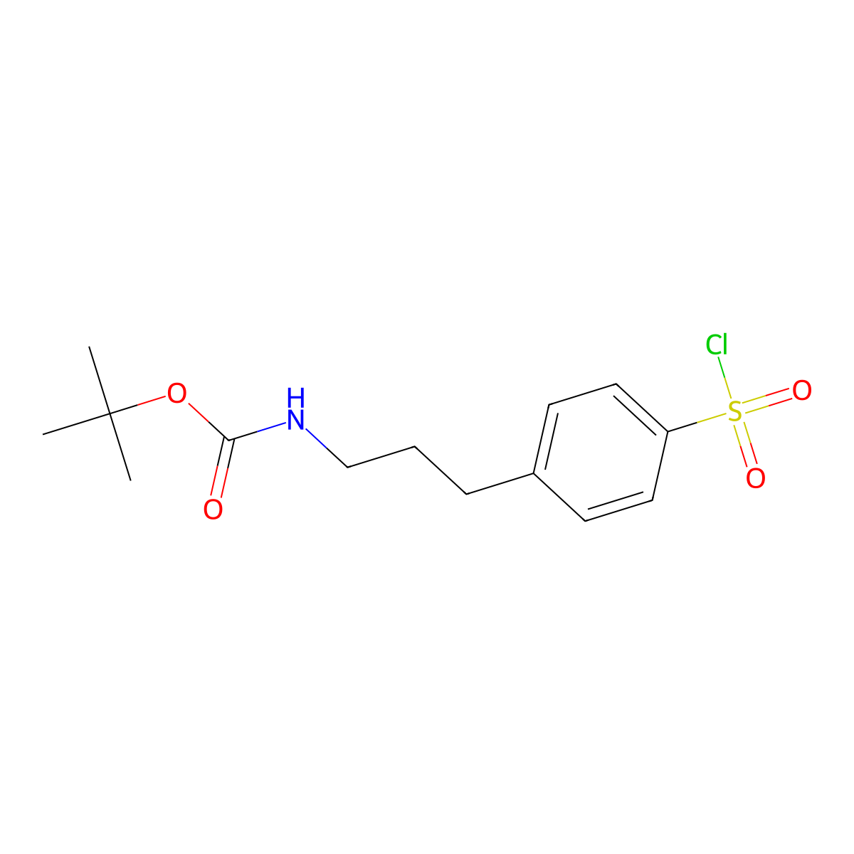 tert-butyl N-{3-[4-(chlorosulfonyl)phenyl]propyl}carbamate molecular structure, CAS 2386819-78-7