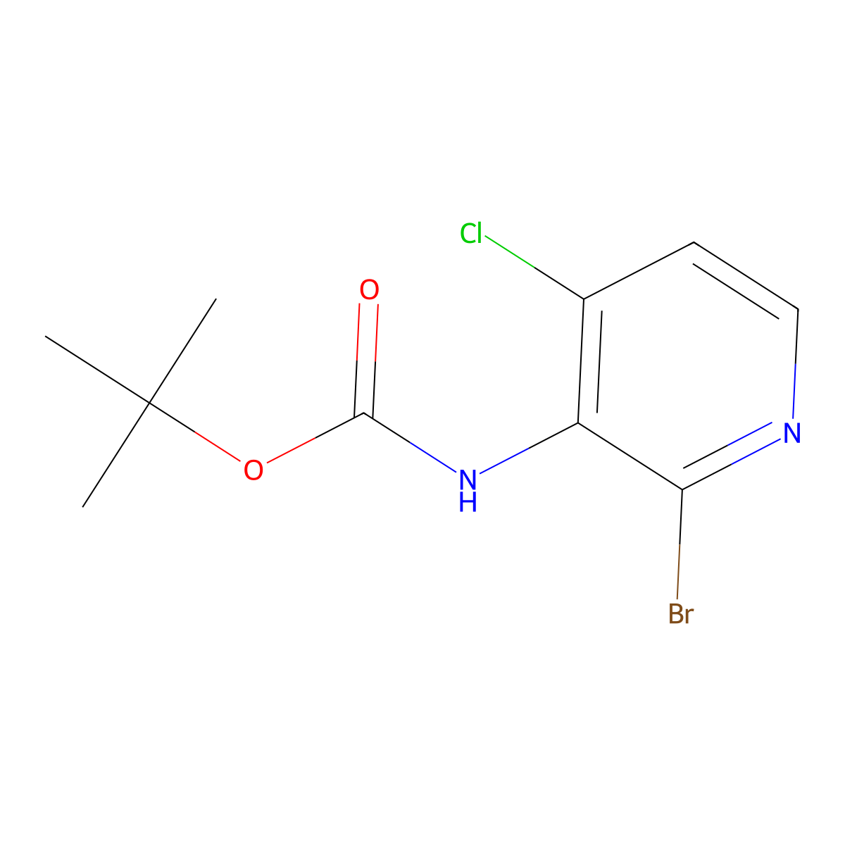 tert-butyl N-(2-bromo-4-chloropyridin-3-yl)carbamate molecular structure, CAS 2386821-31-2