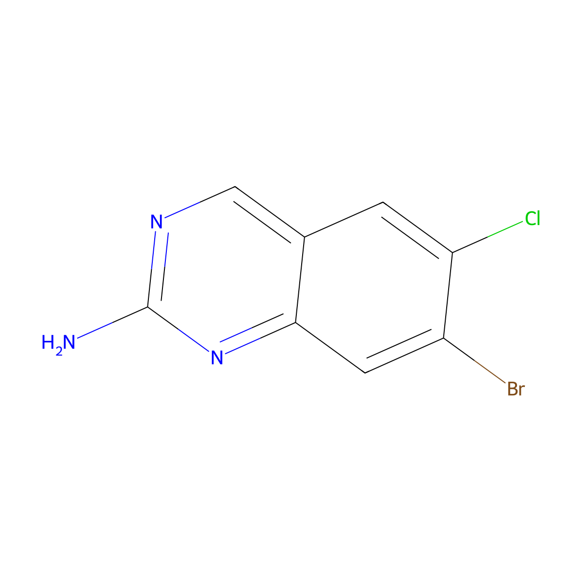 7-Bromo-6-chloroquinazolin-2-amine molecular structure, CAS 2386824-60-6