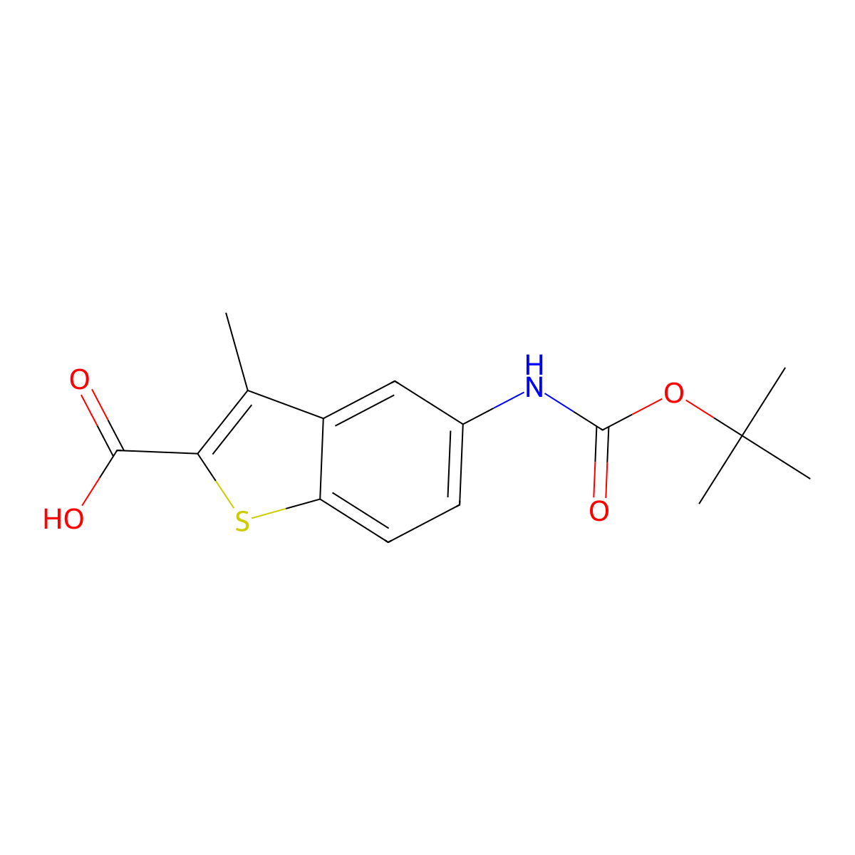 5-{[(Tert-butoxy)carbonyl]amino}-3-methyl-1-benzothiophene-2-carboxylic acid molecular structure, CAS 2386825-29-0