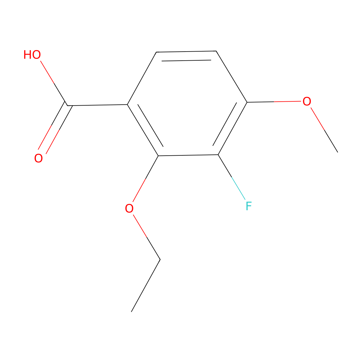 2-Ethoxy-3-fluoro-4-methoxybenzoic acid molecular structure, CAS 2386826-18-0