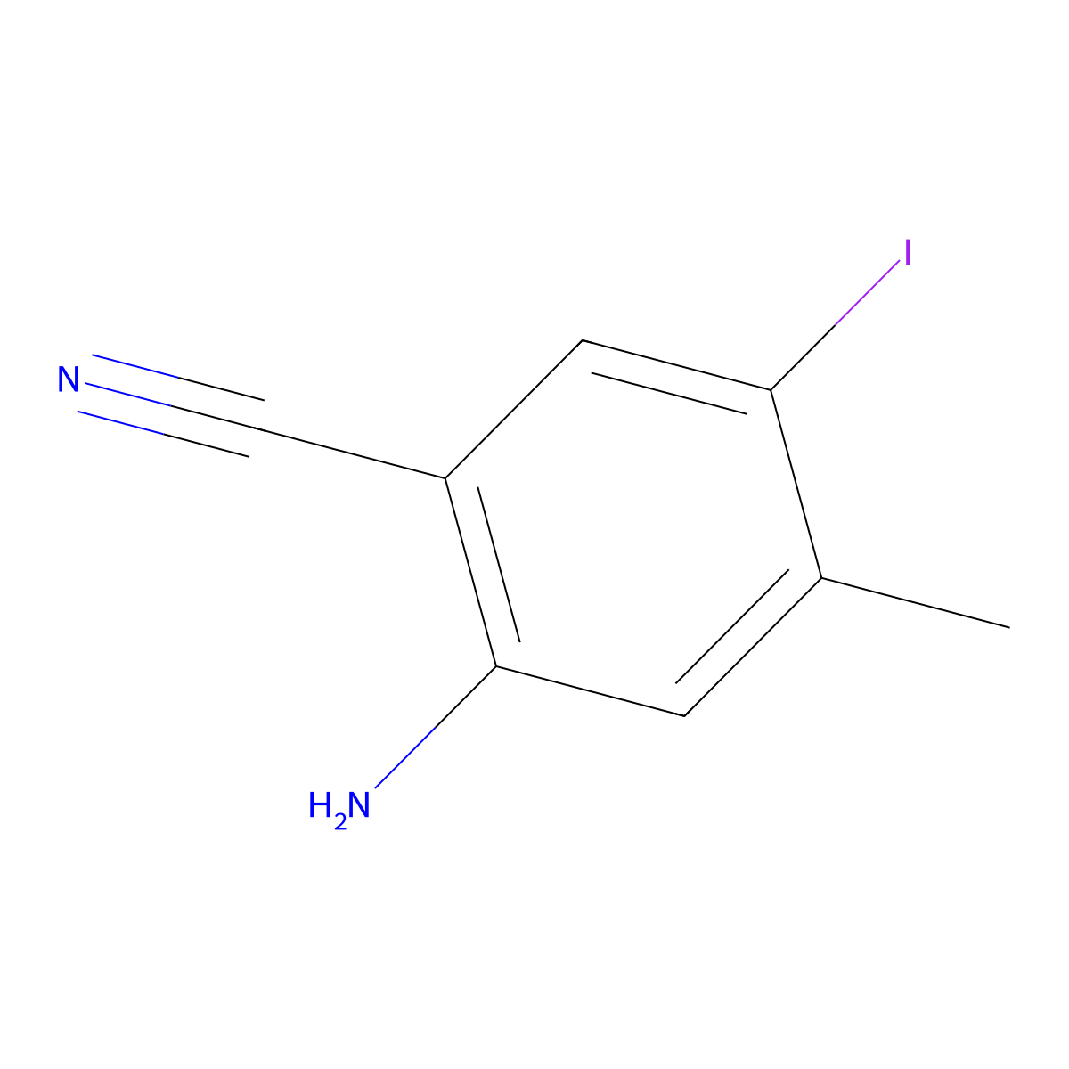 2-Amino-5-iodo-4-methylbenzonitrile molecular structure, CAS 2386826-85-1