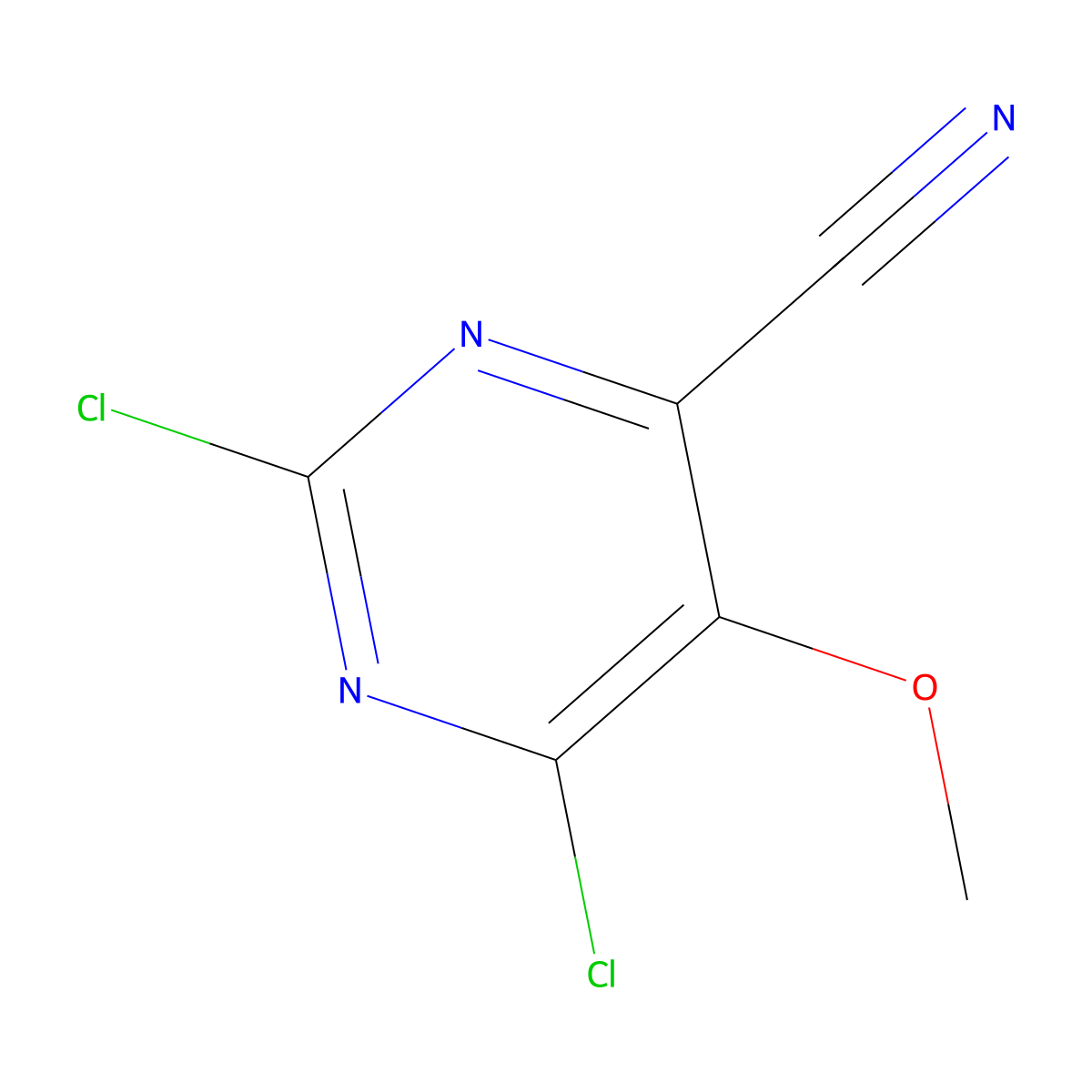 2,6-Dichloro-5-methoxypyrimidine-4-carbonitrile molecular structure, CAS 2386835-37-4