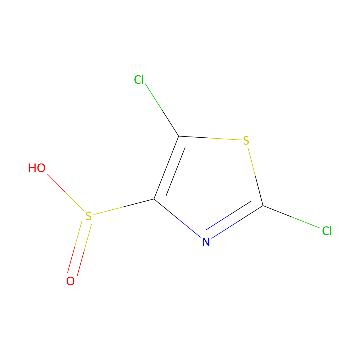 Dichloro-1,3-thiazole-4-sulfinic acid molecular structure, CAS 2386839-15-0