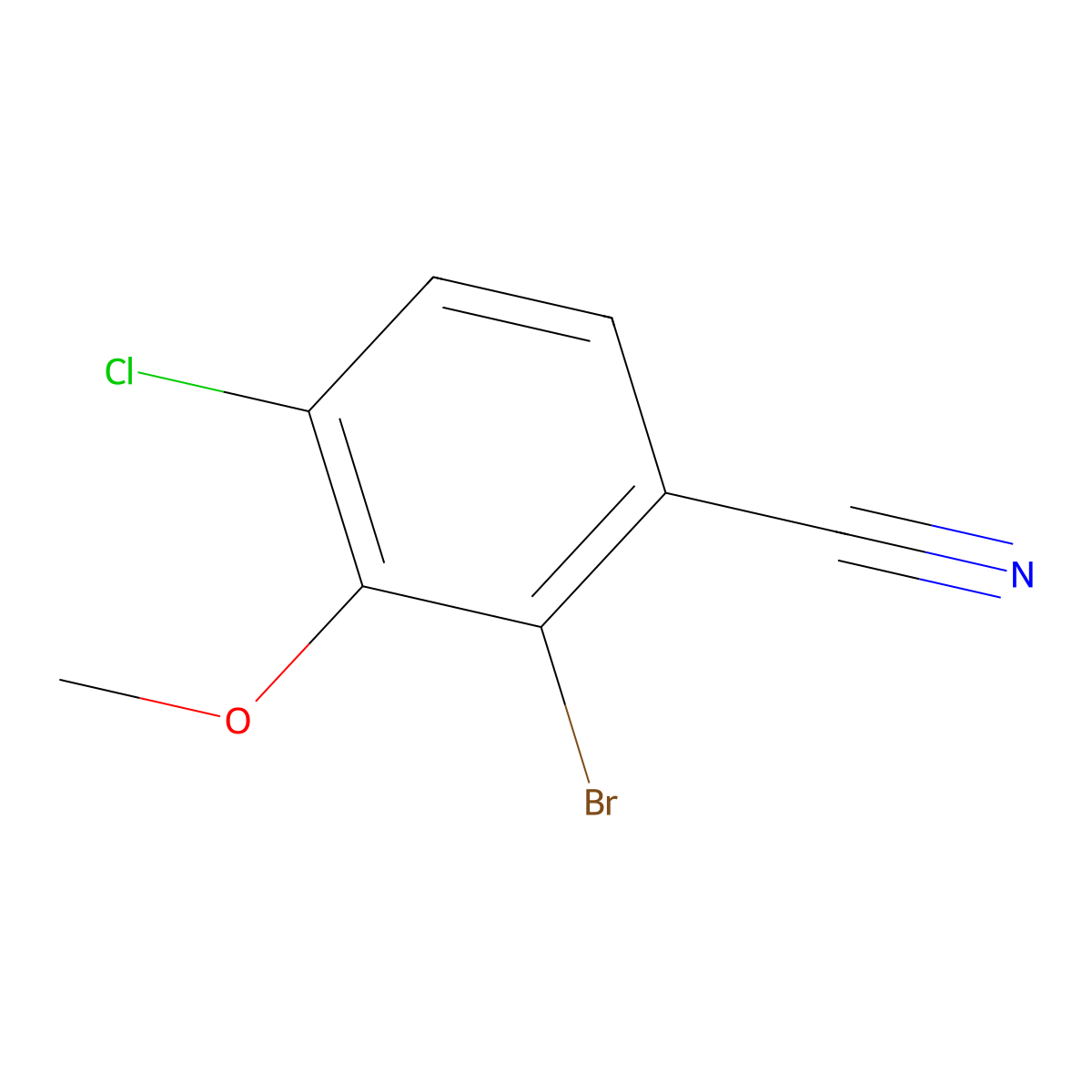 2-Bromo-4-chloro-3-methoxybenzonitrile molecular structure, CAS 2386856-53-5