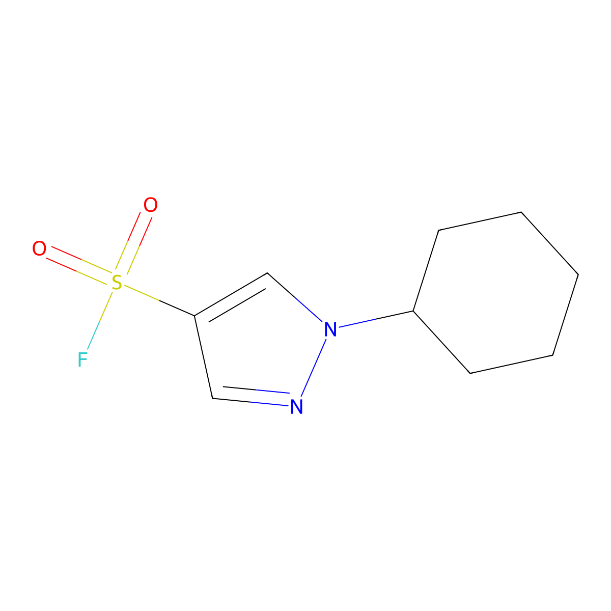 1-cyclohexyl-1H-pyrazole-4-sulfonyl fluoride molecular structure, CAS 2386872-49-5