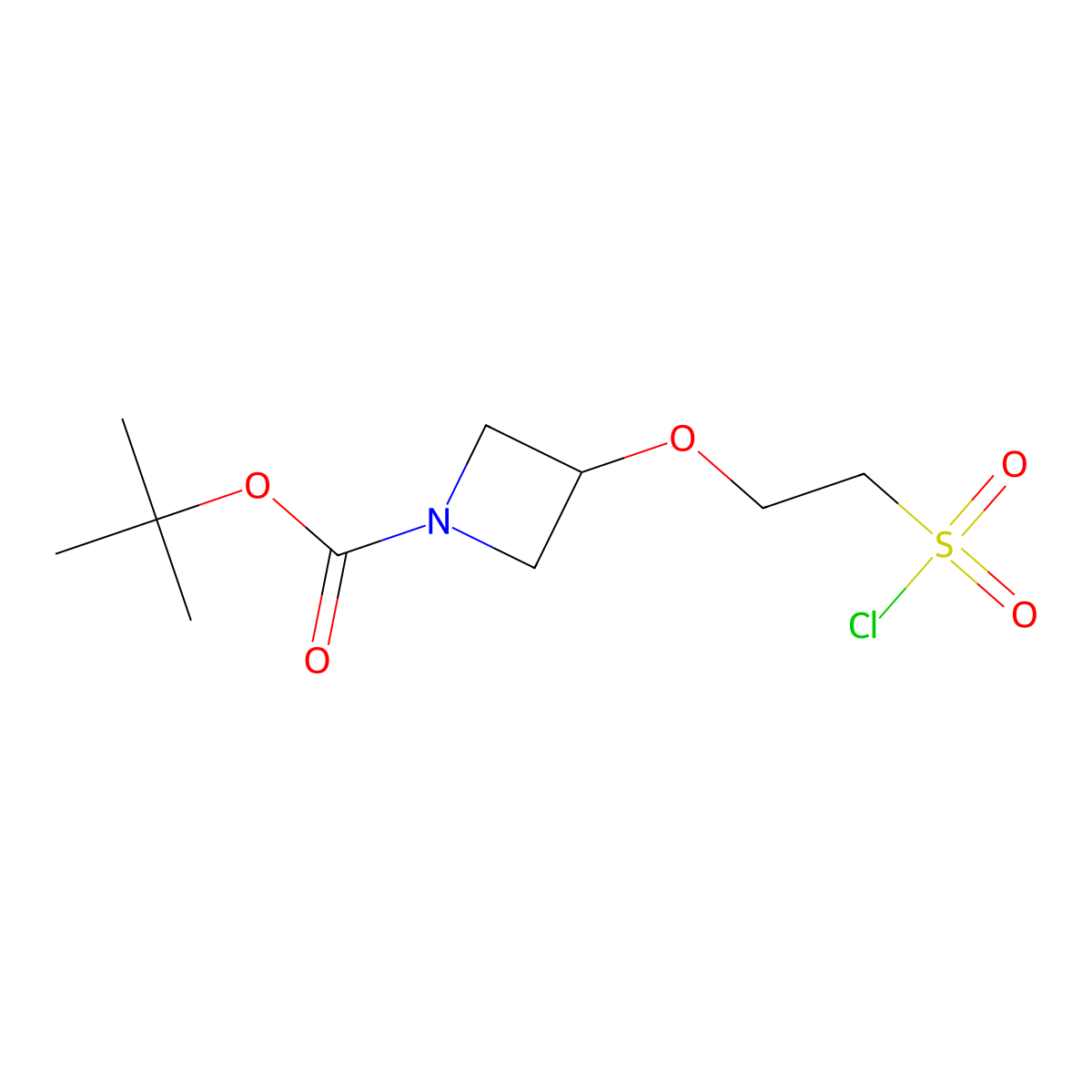 Tert-butyl 3-[2-(chlorosulfonyl)ethoxy]azetidine-1-carboxylate molecular structure, CAS 2386874-78-6