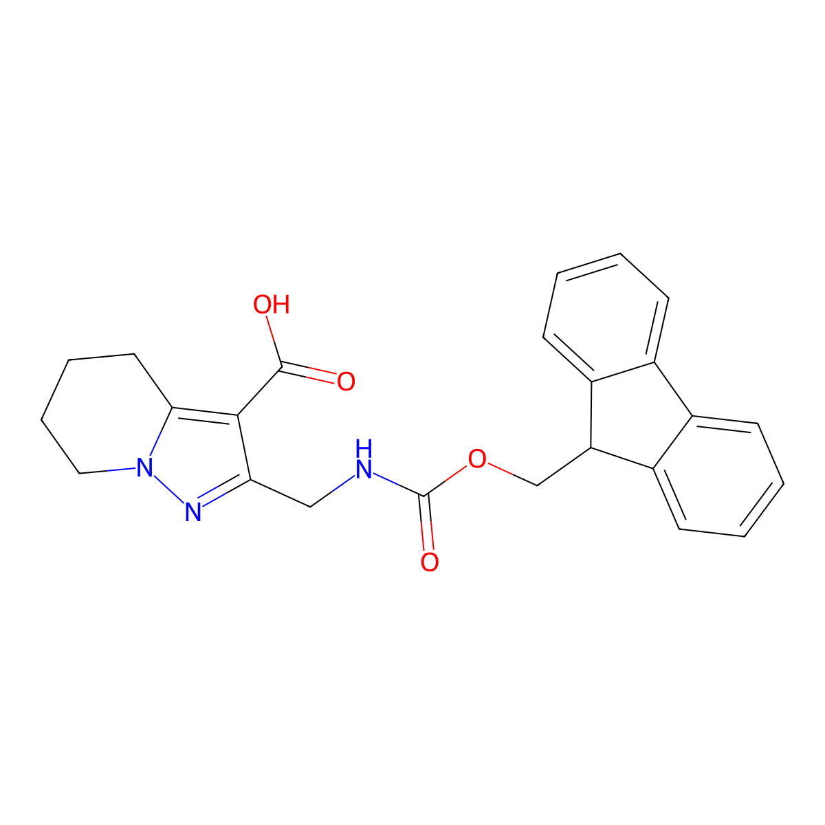 2-[({[(9H-fluoren-9-yl)methoxy]carbonyl}amino)methyl]-4H,5H,6H,7H-pyrazolo[1,5-a]pyridine-3-carboxylic acid molecular structure, CAS 2386882-17-1
