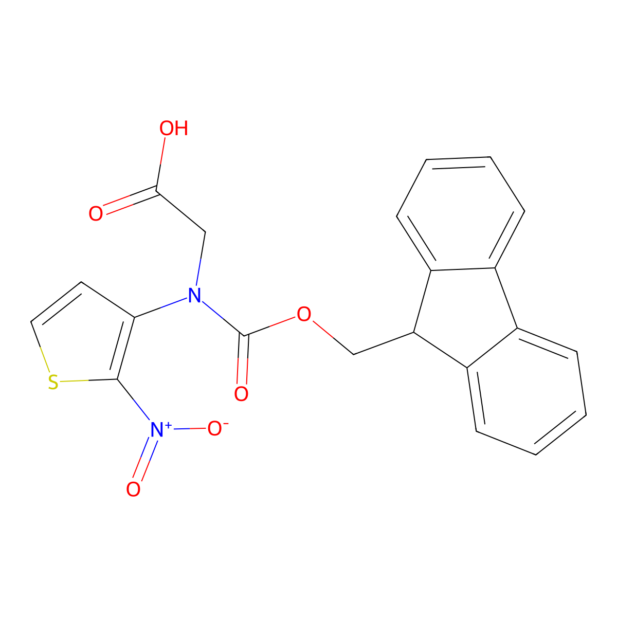 2-({[(9H-fluoren-9-yl)methoxy]carbonyl}(2-nitrothiophen-3-yl)amino)acetic acid molecular structure, CAS 2386887-25-6