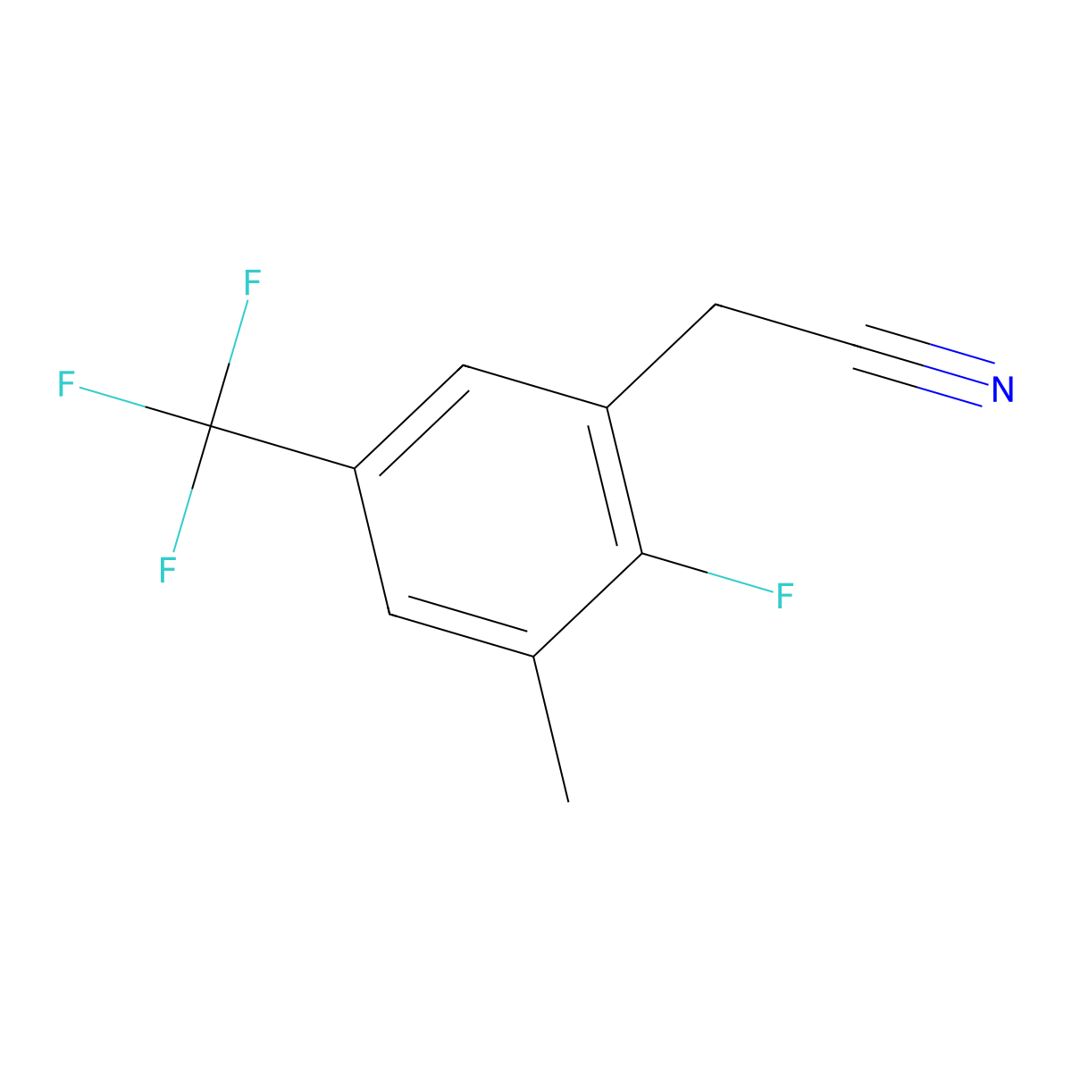 2-Fluoro-3-methyl-5-(trifluoromethyl)phenylacetonitrile molecular structure, CAS 2386895-35-6
