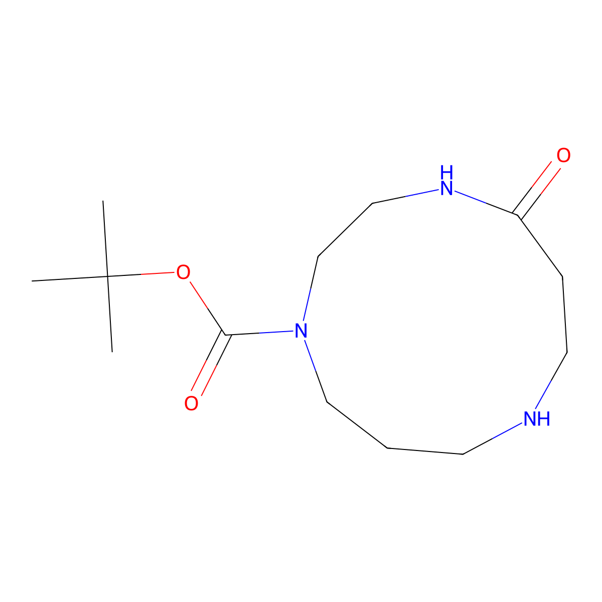 Tert-butyl 5-oxo-1,4,8-triazacycloundecane-1-carboxylate molecular structure, CAS 2386898-23-1