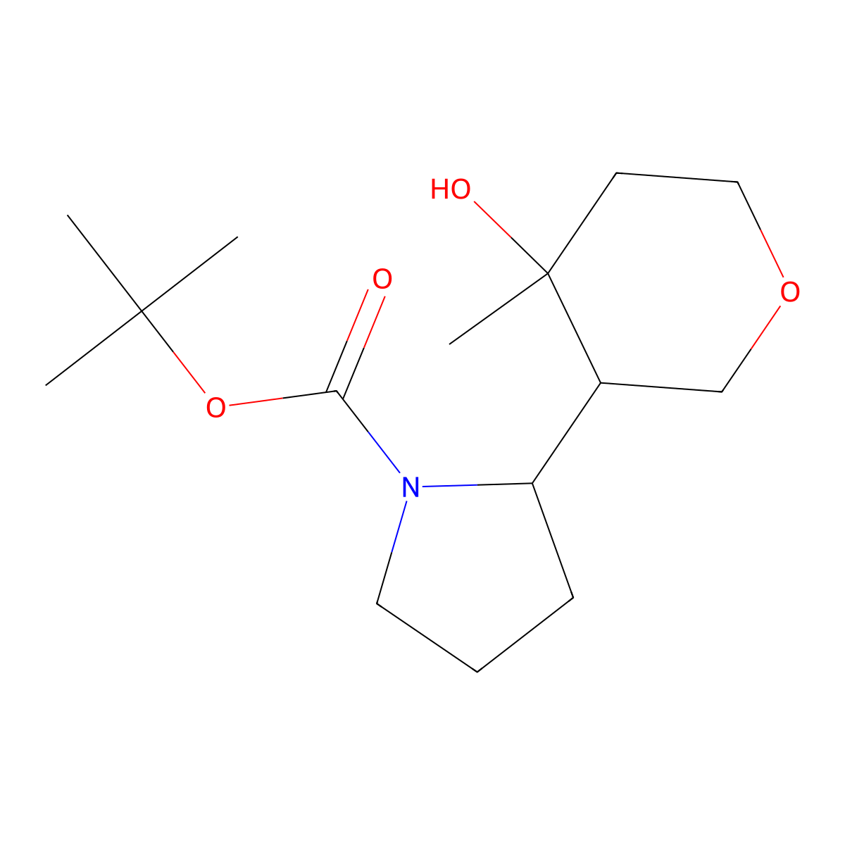Tert-butyl 2-(4-hydroxy-4-methyloxan-3-yl)pyrrolidine-1-carboxylate molecular structure, CAS 2386898-59-3