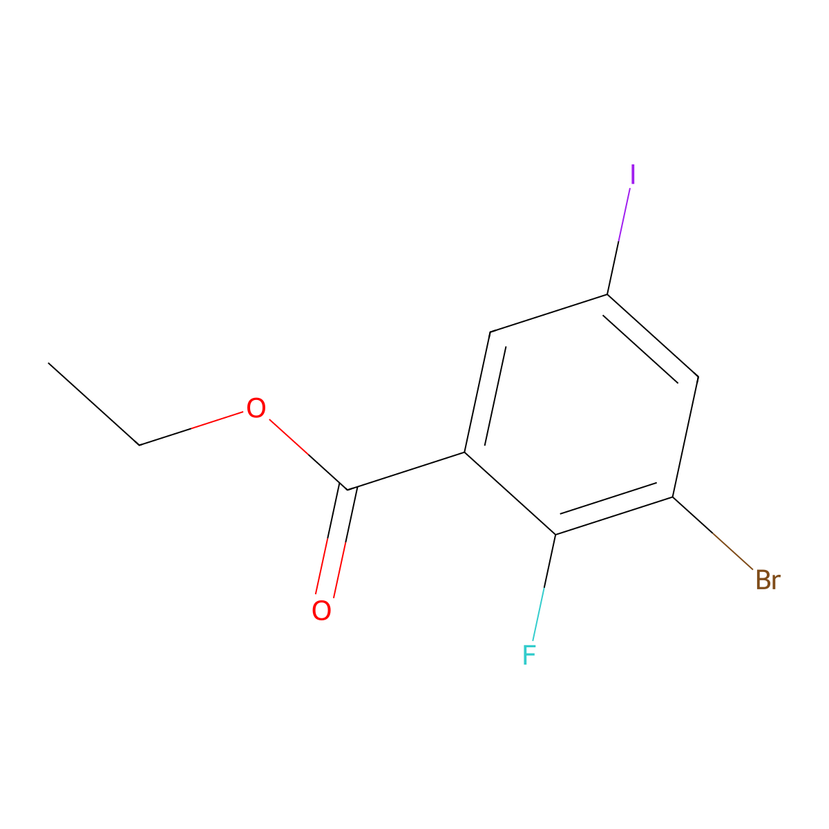Ethyl 3-bromo-2-fluoro-5-iodobenzoate molecular structure, CAS 2386899-16-5