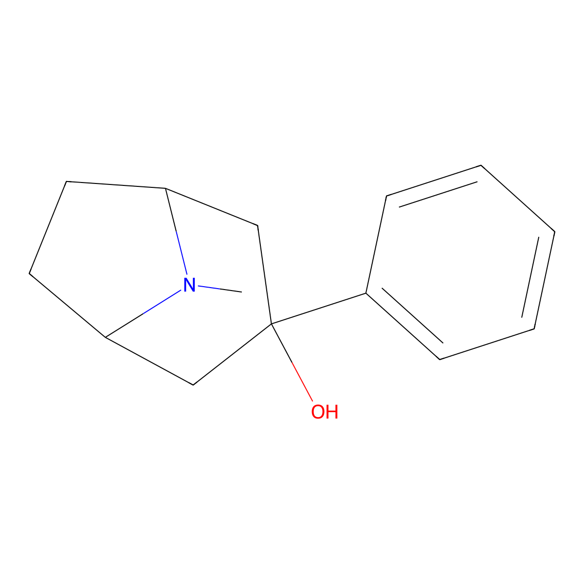 8-Methyl-3-phenyl-8-azabicyclo[3.2.1]octan-3-ol molecular structure, CAS 23869-15-0