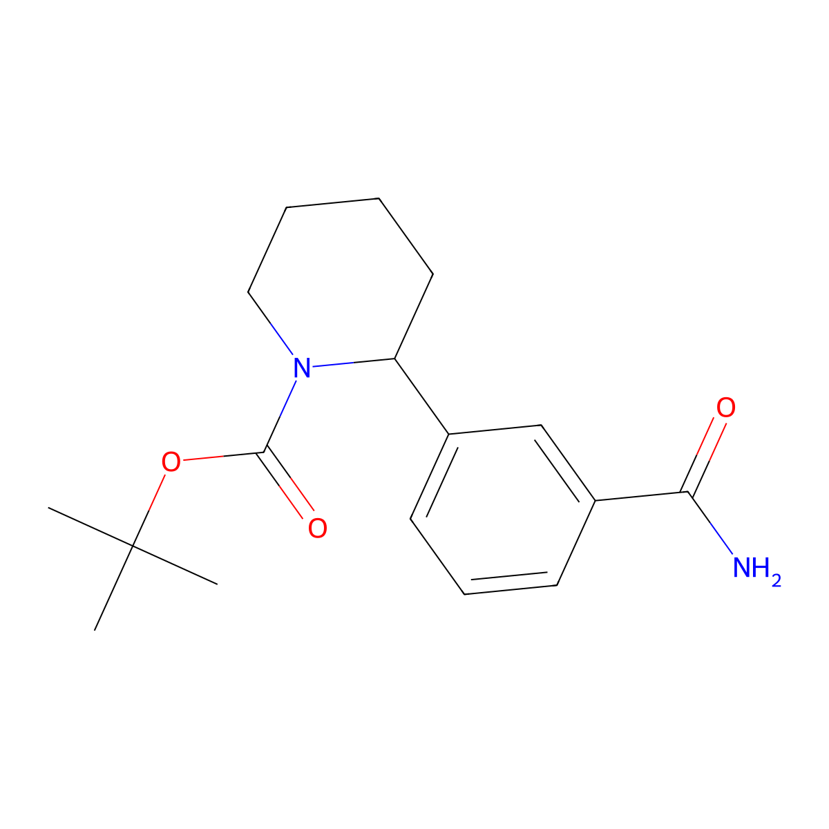 Tert-butyl 2-(3-carbamoylphenyl)piperidine-1-carboxylate molecular structure, CAS 2386910-35-4