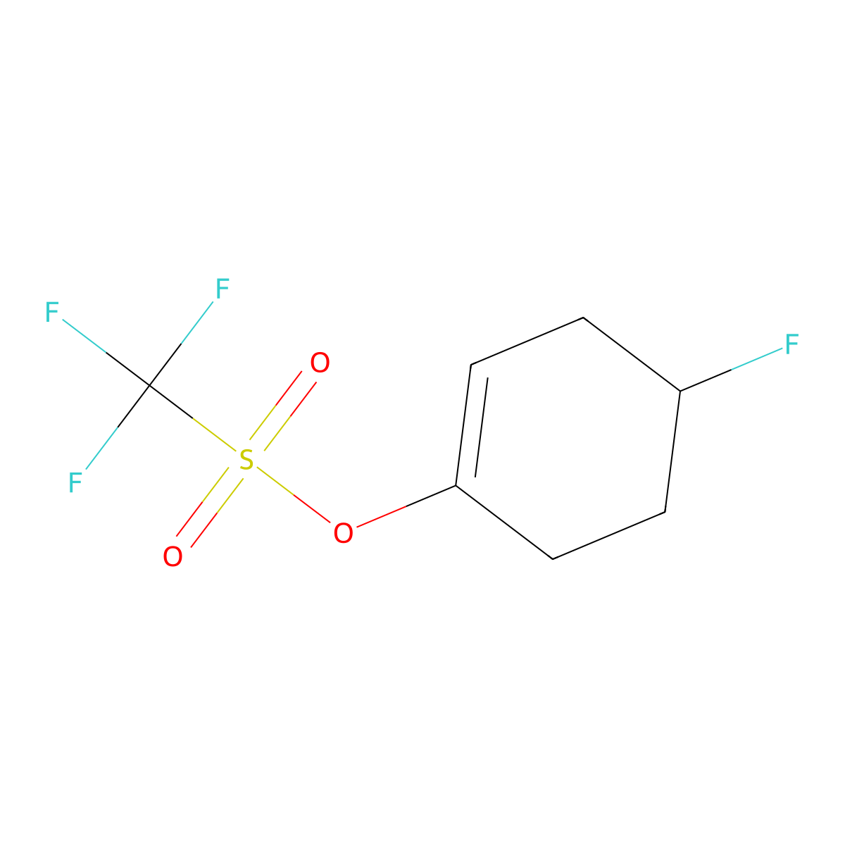 Trifluoro-methanesulfonic acid 4-fluoro-cyclohex-1-enyl ester molecular structure, CAS 2386910-37-6
