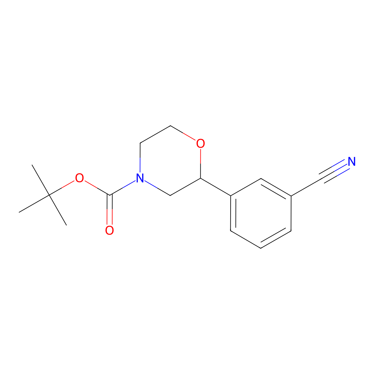 Tert-butyl 2-(3-cyanophenyl)morpholine-4-carboxylate molecular structure, CAS 2386914-14-1