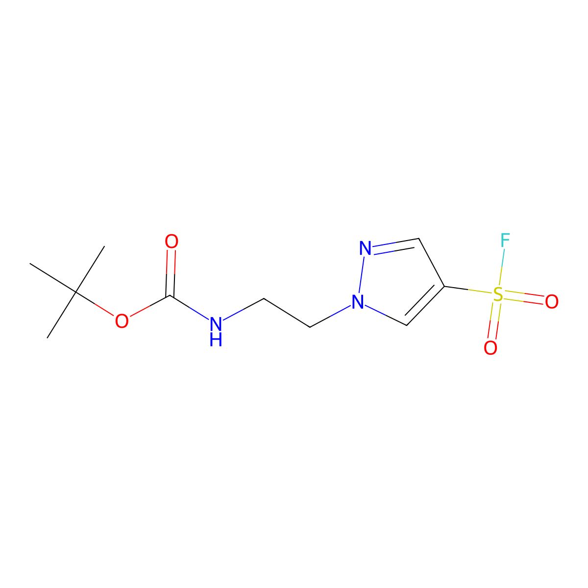 tert-butyl N-{2-[4-(fluorosulfonyl)-1H-pyrazol-1-yl]ethyl}carbamate molecular structure, CAS 2386921-80-6