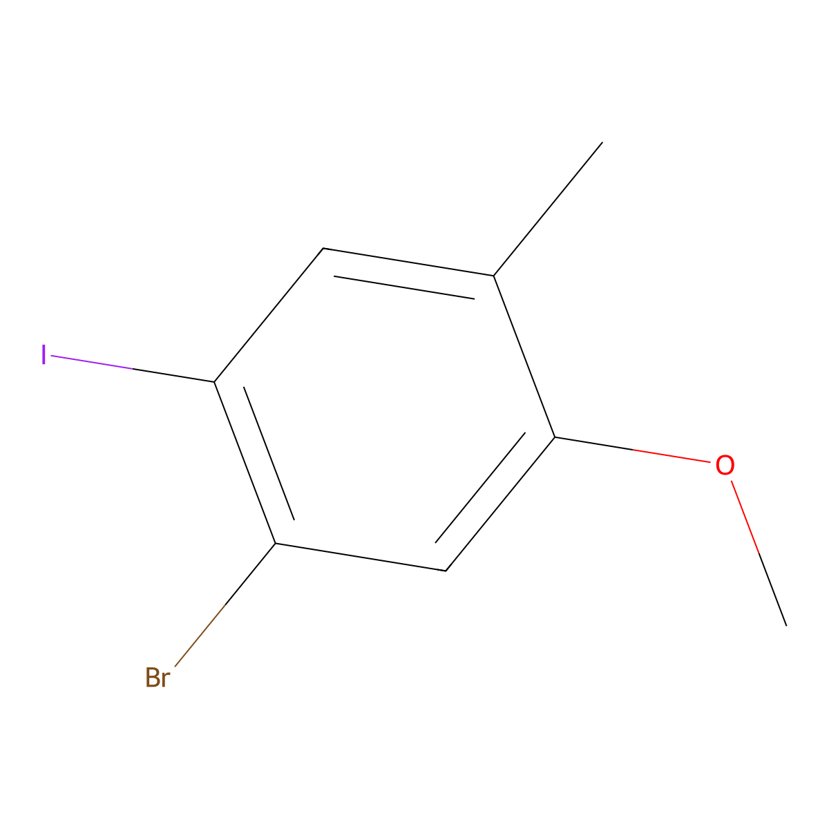 1-Bromo-2-iodo-5-methoxy-4-methylbenzene molecular structure, CAS 2386922-47-8