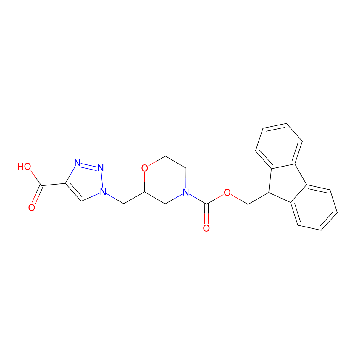 1-[(4-{[(9H-fluoren-9-yl)methoxy]carbonyl}morpholin-2-yl)methyl]-1H-1,2,3-triazole-4-carboxylic acid molecular structure, CAS 2386936-31-6