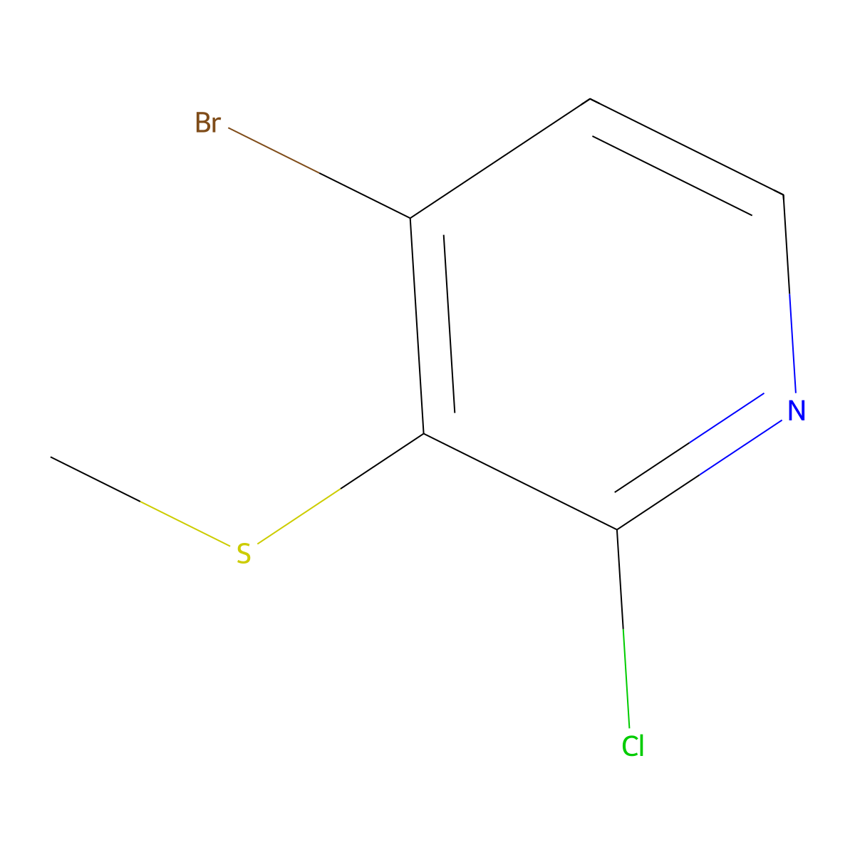 4-Bromo-2-chloro-3-(methylsulfanyl)pyridine molecular structure, CAS 2386938-99-2