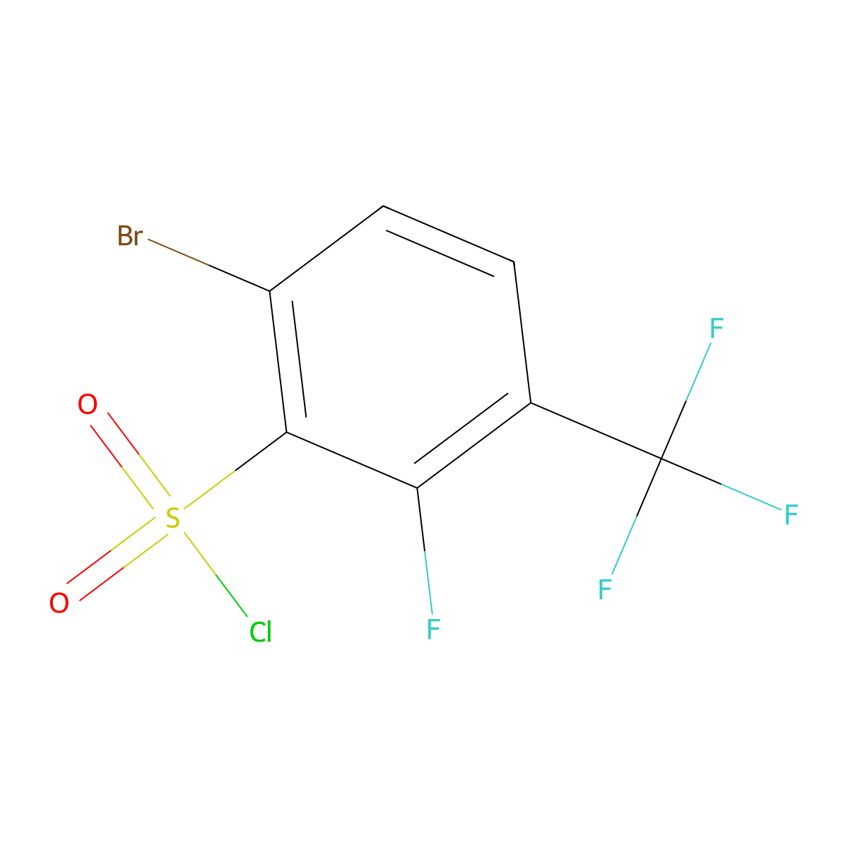 6-Bromo-2-fluoro-3-(trifluoromethyl)benzene-1-sulfonylchloride molecular structure, CAS 2386949-35-3