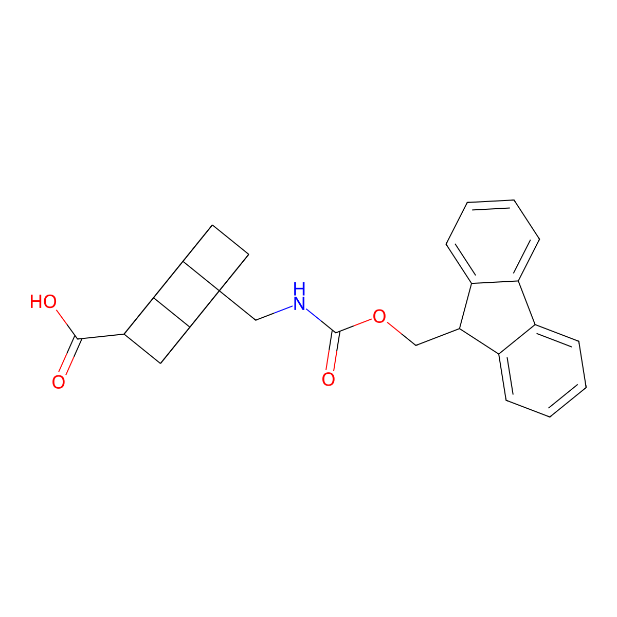 8-[({[(9H-fluoren-9-yl)methoxy]carbonyl}amino)methyl]cubane-1-carboxylic acid molecular structure, CAS 2386966-25-0