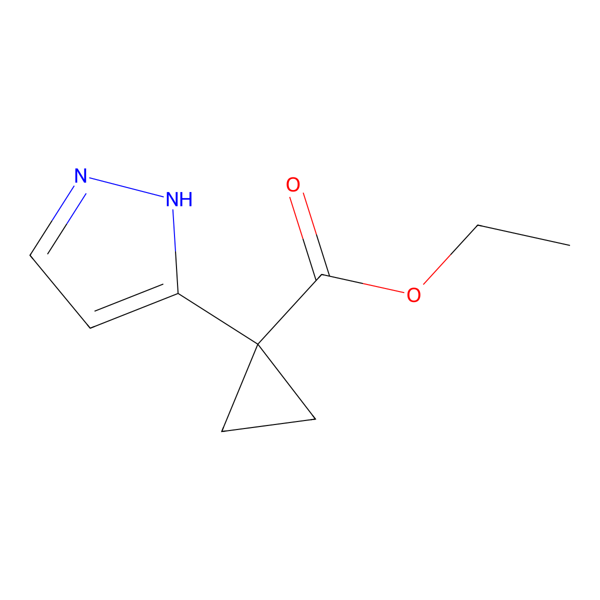 Ethyl 1-(1H-pyrazol-3-YL)cyclopropanecarboxylate molecular structure, CAS 2386967-78-6