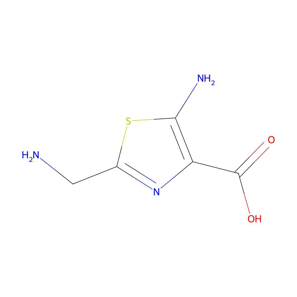 5-Amino-2-(aminomethyl)-1,3-thiazole-4-carboxylic acid molecular structure, CAS 2386969-86-2