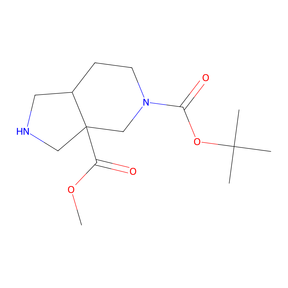 5-tert-butyl 3a-methyl octahydro-1H-pyrrolo(3,4-c)pyridine-3a,5-dicarboxylate molecular structure, CAS 2386970-74-5