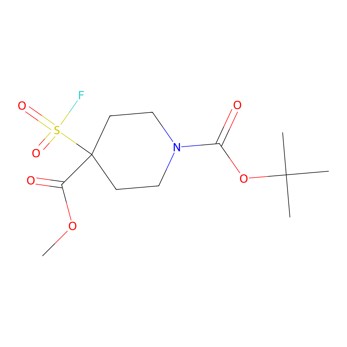 1-Tert-butyl 4-methyl 4-(fluorosulfonyl)piperidine-1,4-dicarboxylate molecular structure, CAS 2386975-38-6