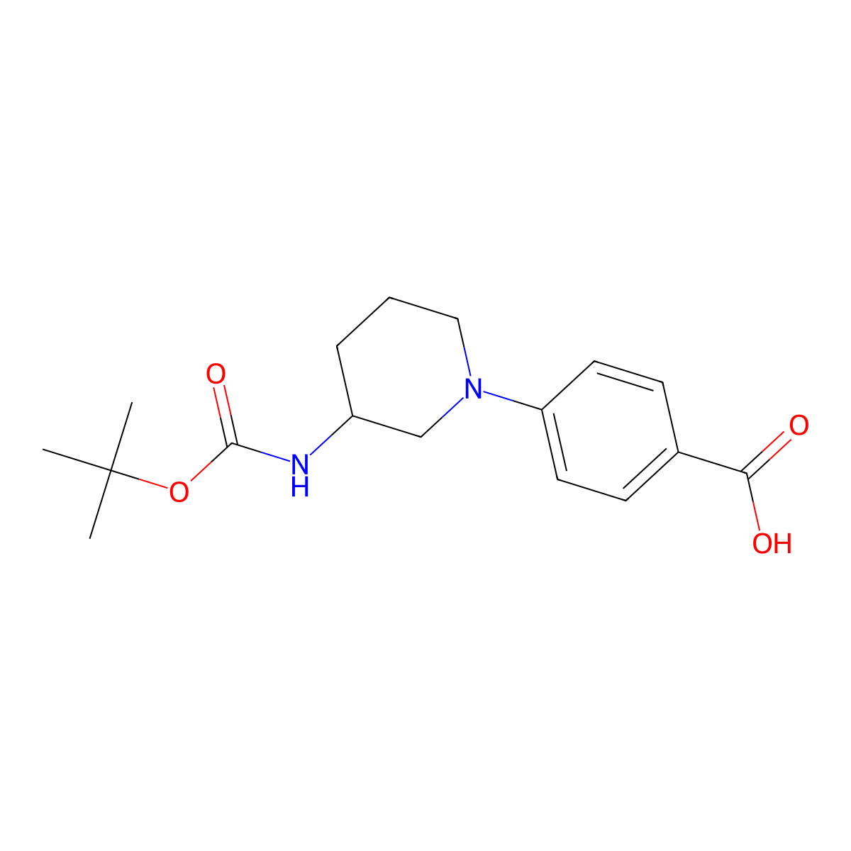 4-(3-{[(Tert-butoxy)carbonyl]amino}piperidin-1-yl)benzoic acid molecular structure, CAS 2386978-27-2