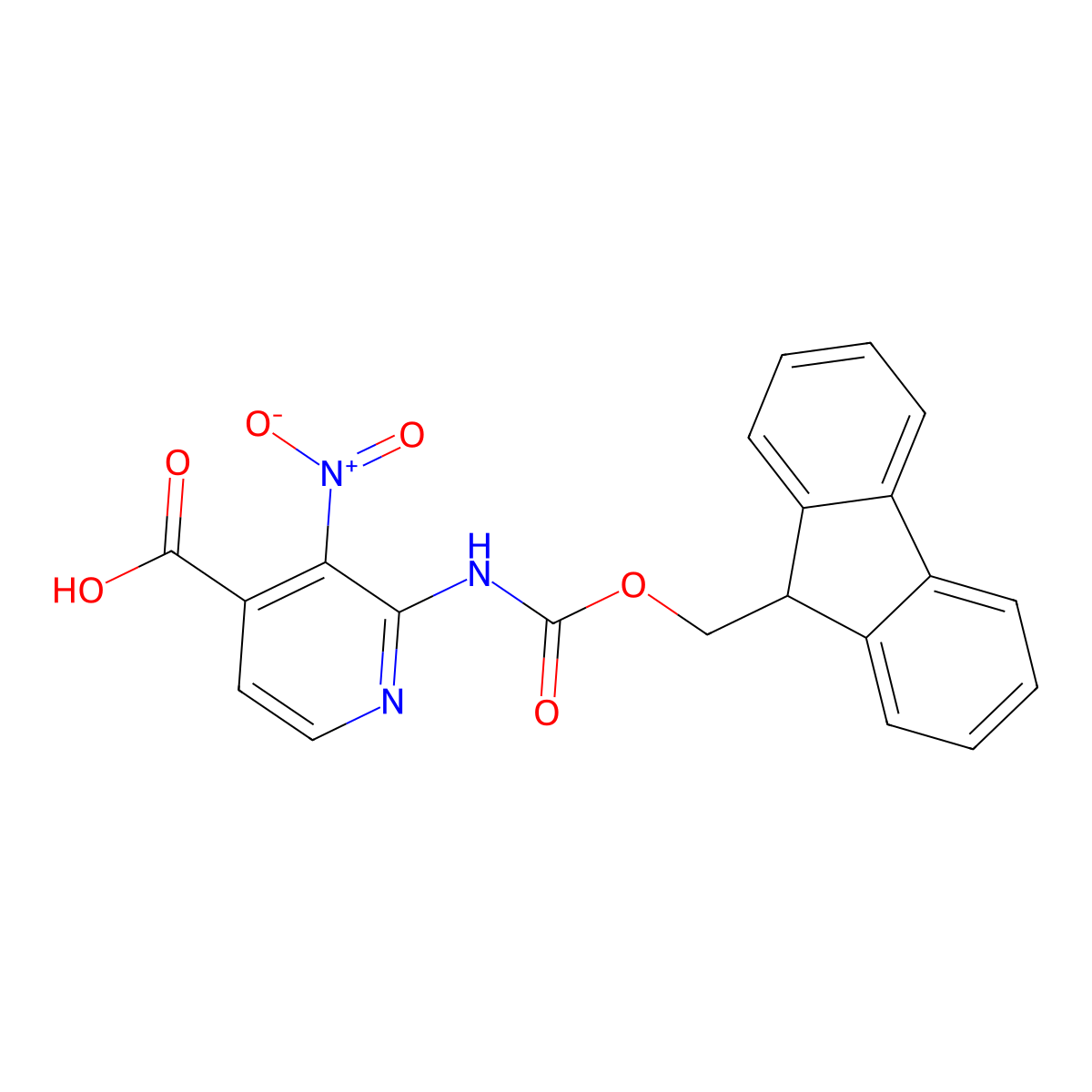 2-({[(9H-fluoren-9-yl)methoxy]carbonyl}amino)-3-nitropyridine-4-carboxylic acid molecular structure, CAS 2386983-30-6