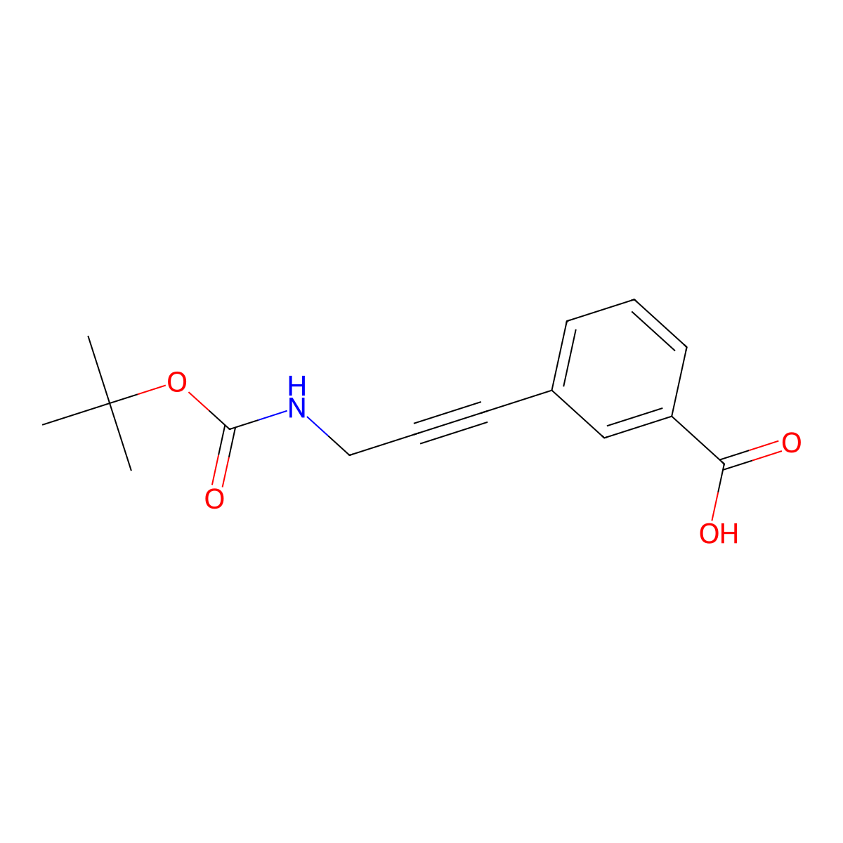 3-(3-{[(Tert-butoxy)carbonyl]amino}prop-1-yn-1-yl)benzoic acid molecular structure, CAS 2386983-90-8