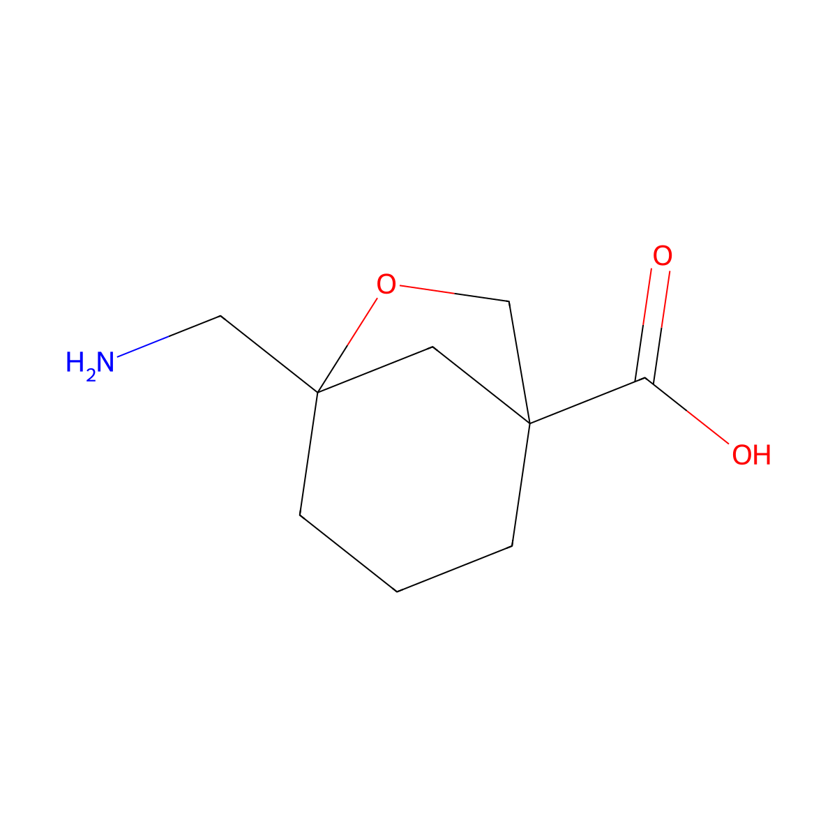5-(Aminomethyl)-6-oxabicyclo[3.2.1]octane-1-carboxylic acid molecular structure, CAS 2386992-36-3